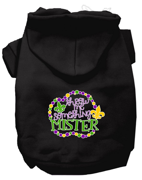 Throw me Something Screen Print Mardi Gras Dog Hoodie Black L